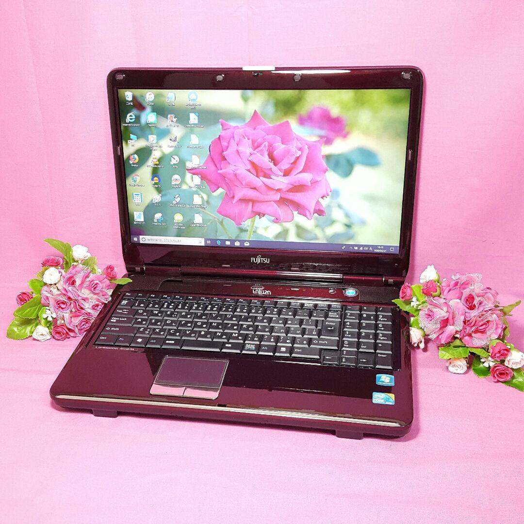 ワインレッド✿BIBLO✿最新Win10✨CORE-2✨大容量HDD✨メモリ4G