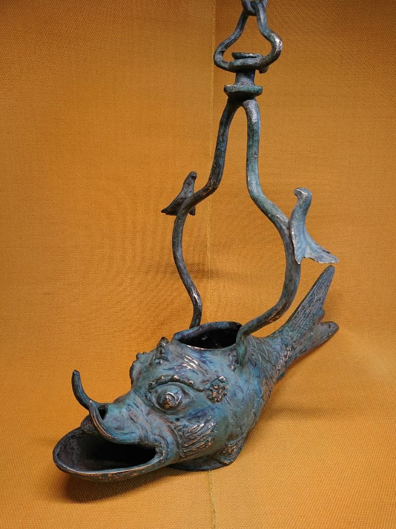 サカナ　魚　青銅　銅製　唐物　古玩　置物　インテリア　工芸品　美術品　A2792