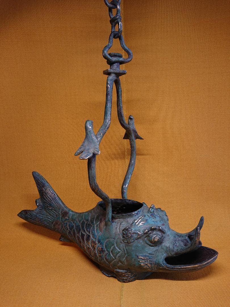 サカナ　魚　青銅　銅製　唐物　古玩　置物　インテリア　工芸品　美術品　A2792