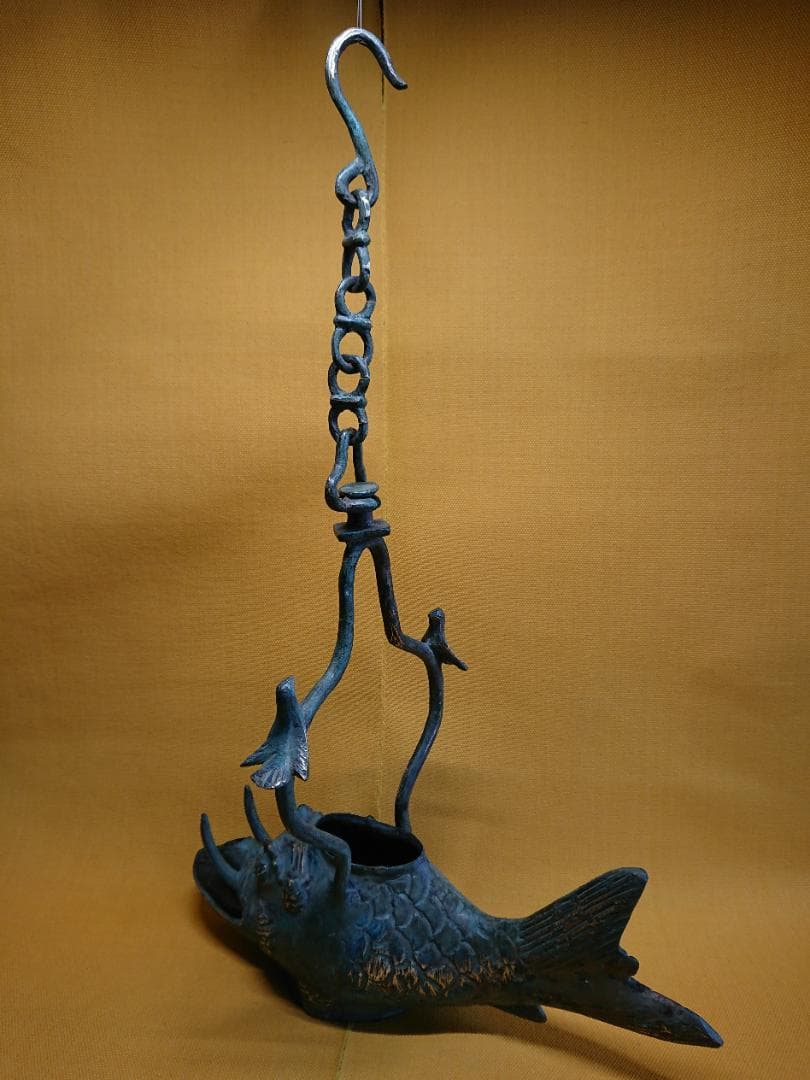 サカナ　魚　青銅　銅製　唐物　古玩　置物　インテリア　工芸品　美術品　A2792