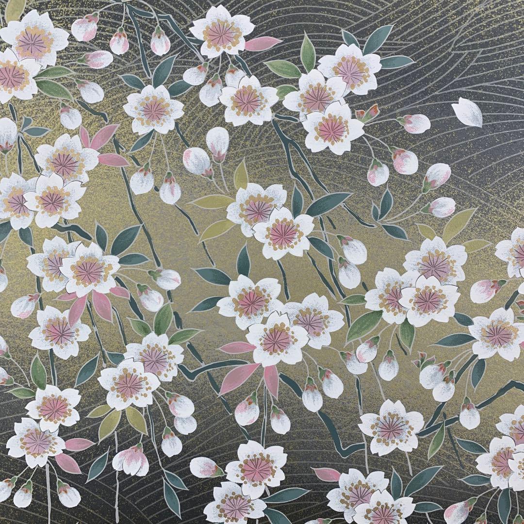 美品 掛け軸 守野千代筆「梶尾谷の淡墨桜」シルクスクリーン