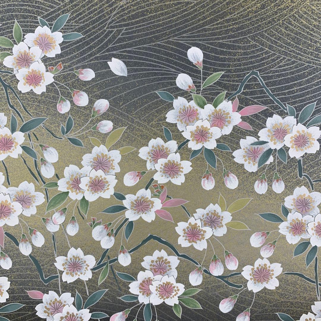 美品 掛け軸 守野千代筆「梶尾谷の淡墨桜」シルクスクリーン