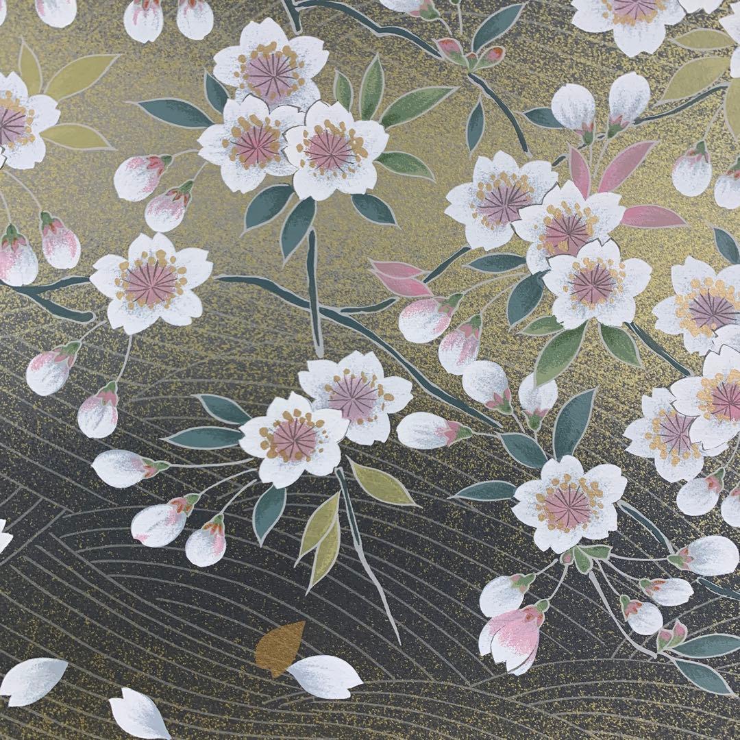 美品 掛け軸 守野千代筆「梶尾谷の淡墨桜」シルクスクリーン