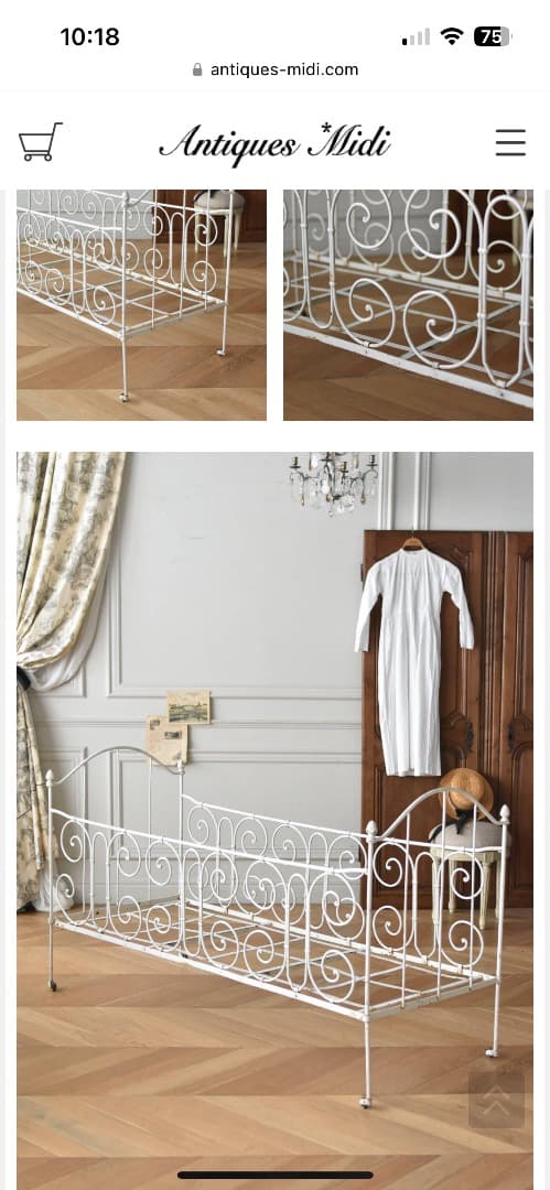 フランスアンティークレアサイズ160センチアイアンベビ－ベッド