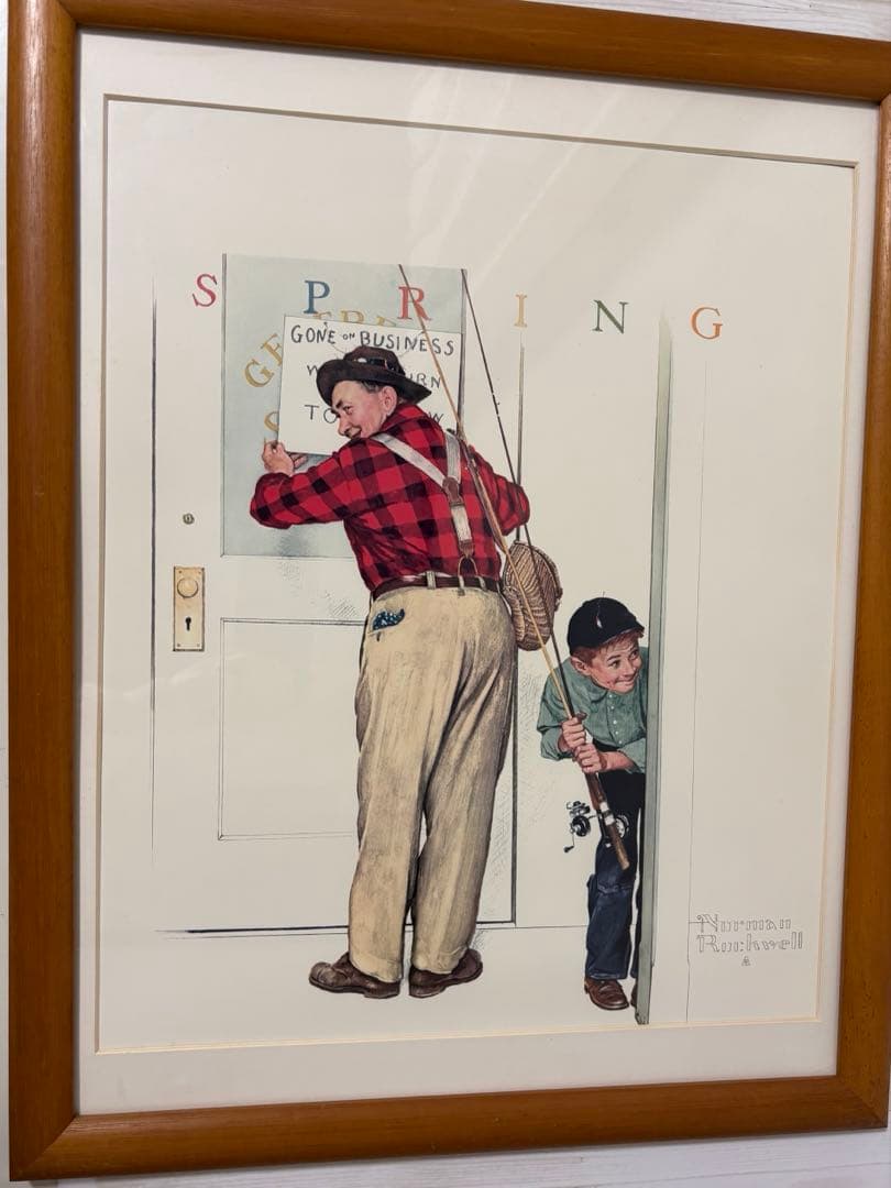 ノーマン ロックウェル　木の額縁　ポスター　インテリアアート