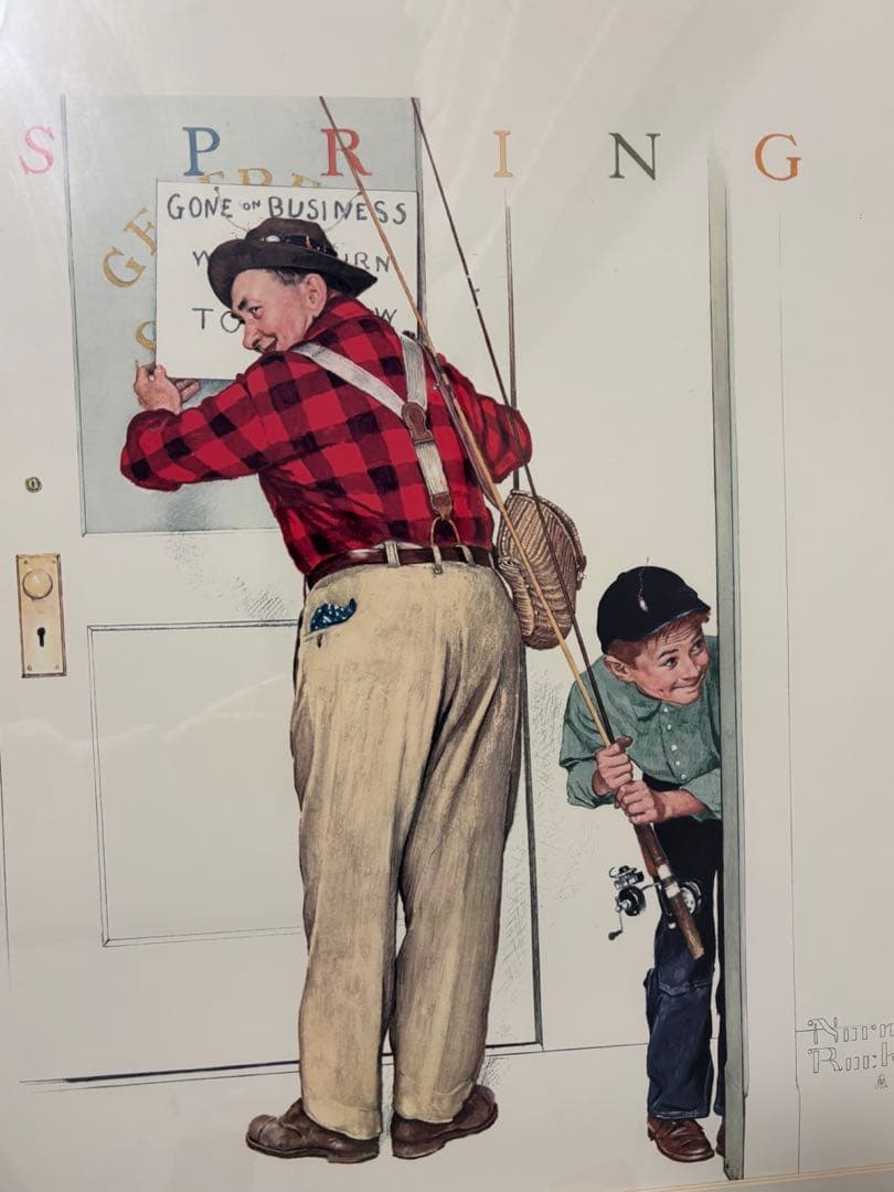 ノーマン ロックウェル　木の額縁　ポスター　インテリアアート