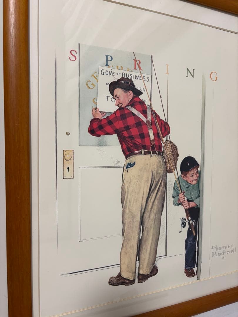 ノーマン ロックウェル　木の額縁　ポスター　インテリアアート