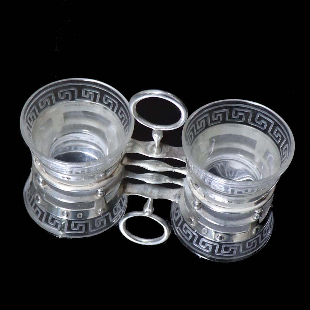 オールド・バカラ 純銀台座調味料入れ 塩入れ スターリングシルバー アンティーク