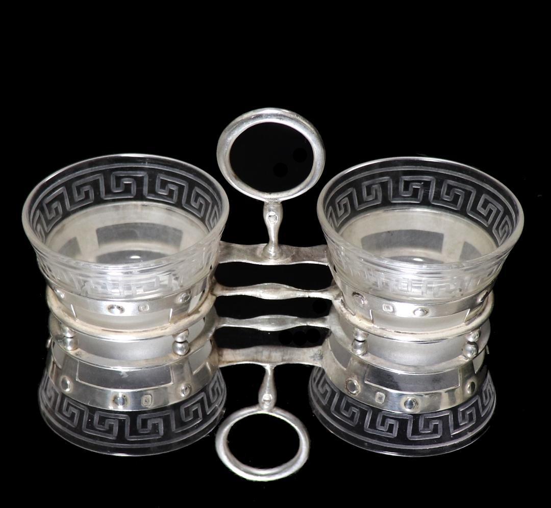 オールド・バカラ 純銀台座調味料入れ 塩入れ スターリングシルバー アンティーク