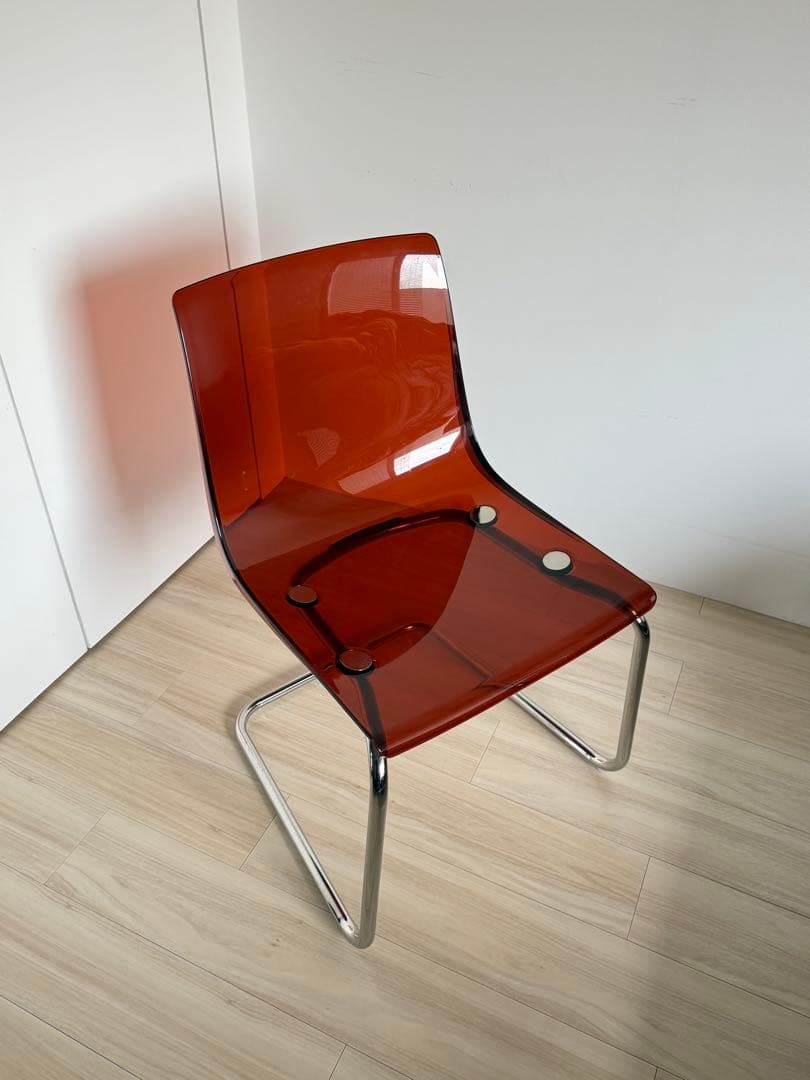 IKEA TOBIAS チェア、ブラウンレッド/クロムメッキ【配送料込】