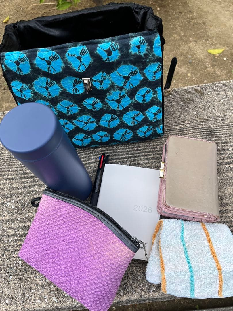 青と黒の蝶模様ショルダーバッグ