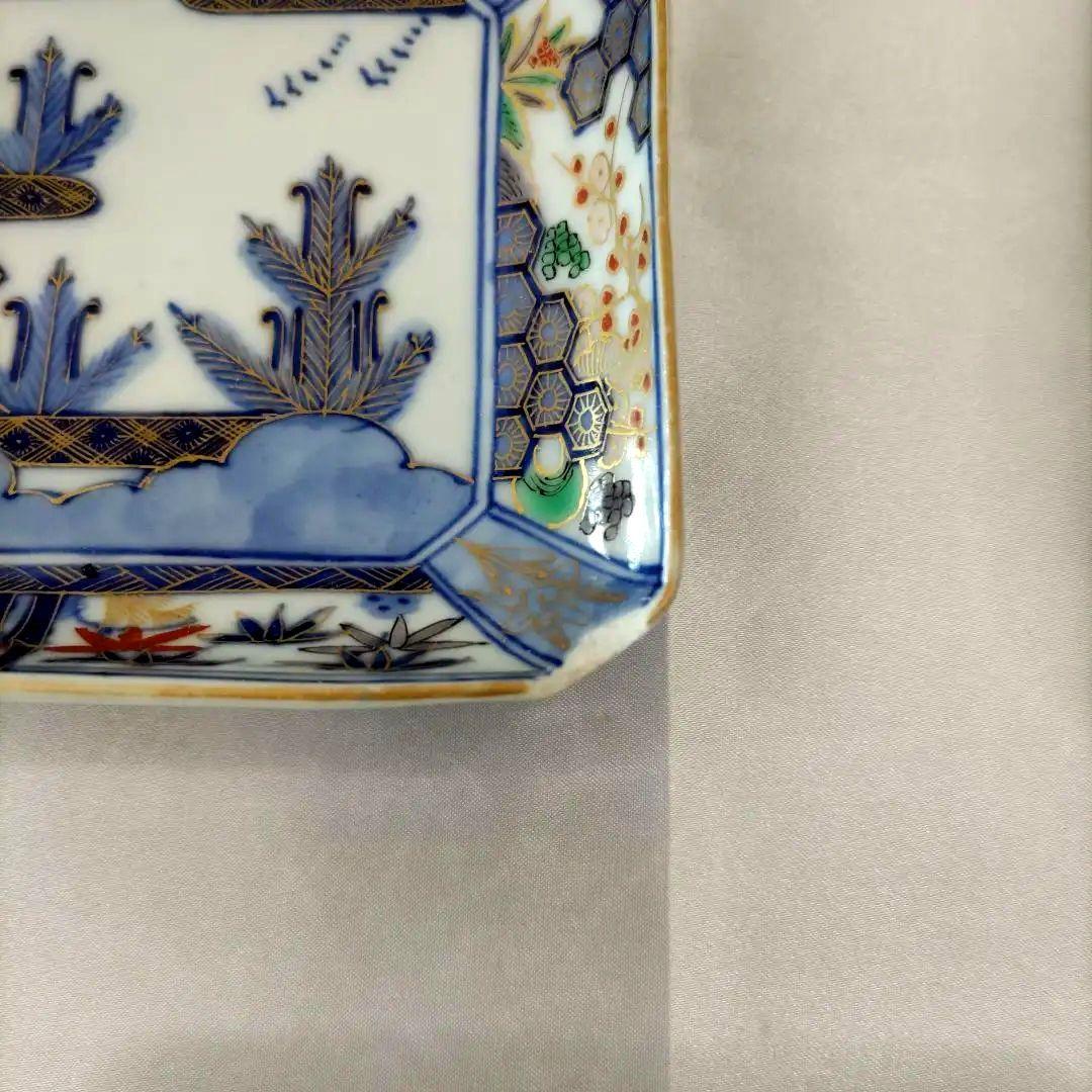 骨董　有田焼　伊万里焼　古伊万里　金彩　色絵　小皿　長角皿　角皿　5客セット