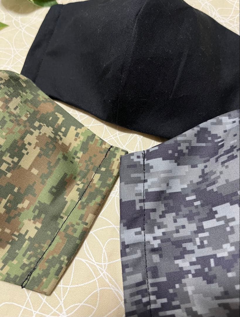 ハンドメイドインナーマスク子供用3枚 接触冷感 カモフラージュ