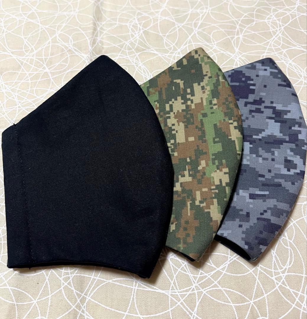 ハンドメイドインナーマスク子供用3枚 接触冷感 カモフラージュ