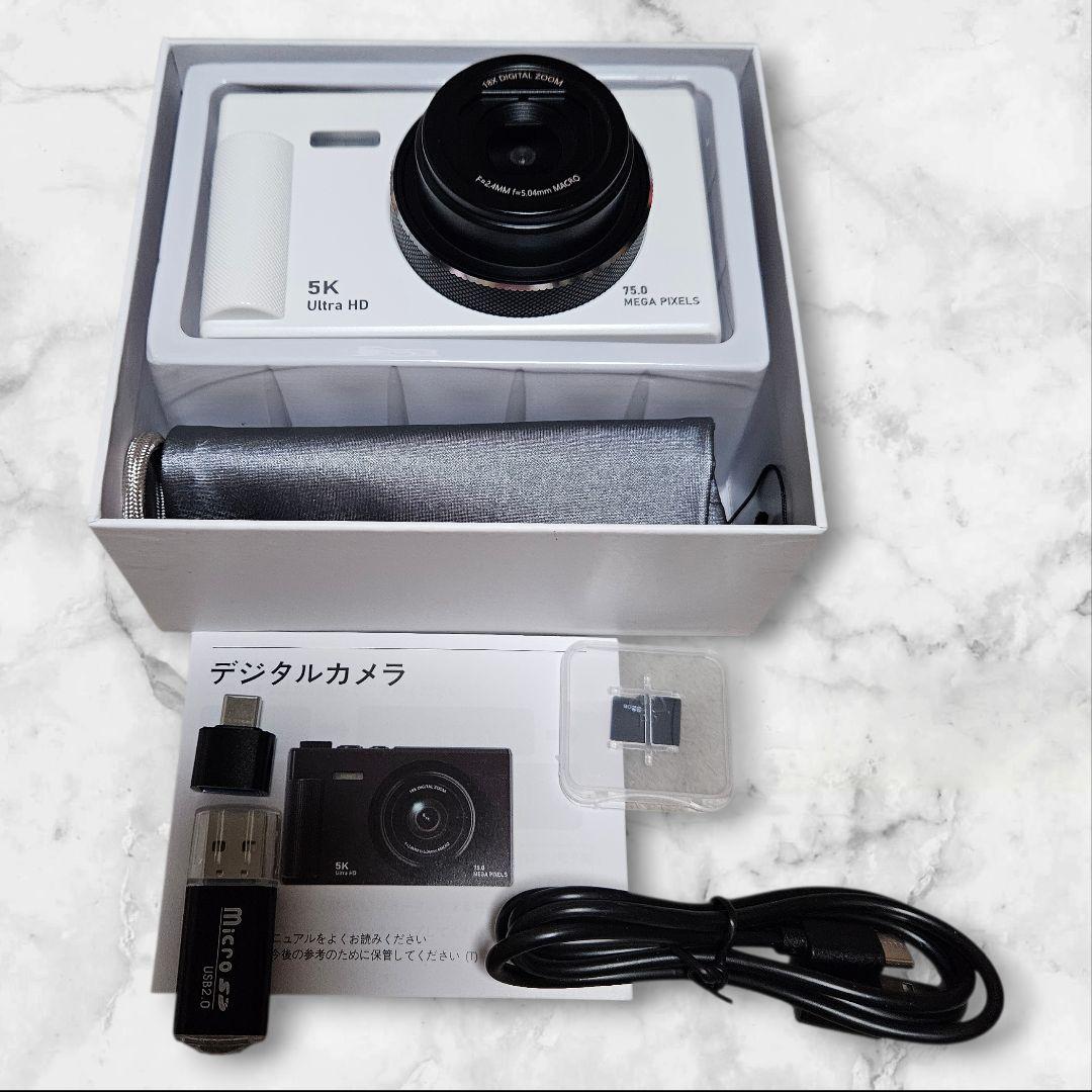 デジカメ 5K 7500万画素 デジタルカメラ 自撮り ウェブカメラ
