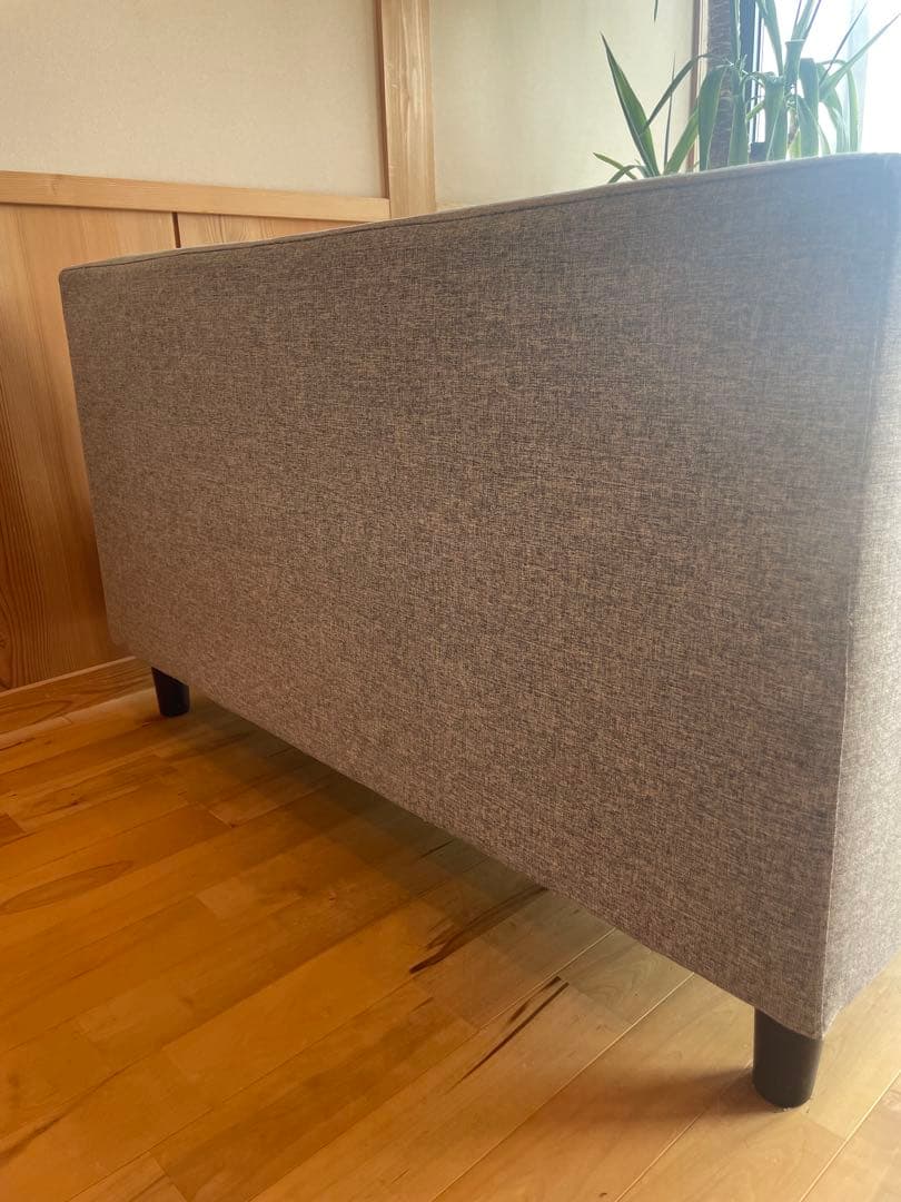 【お買得】グレー ファブリック 2人掛けソファ2way 足取り外し可能 高さ調整