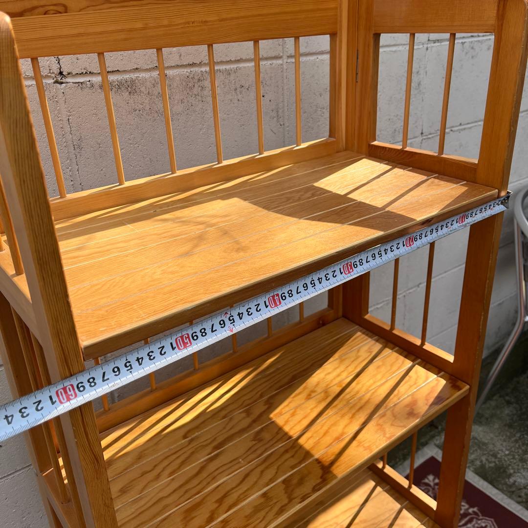 古家具ビンテージ品◾️木製無垢材 折り畳み式 4段 本棚 シェルフ 飾り棚