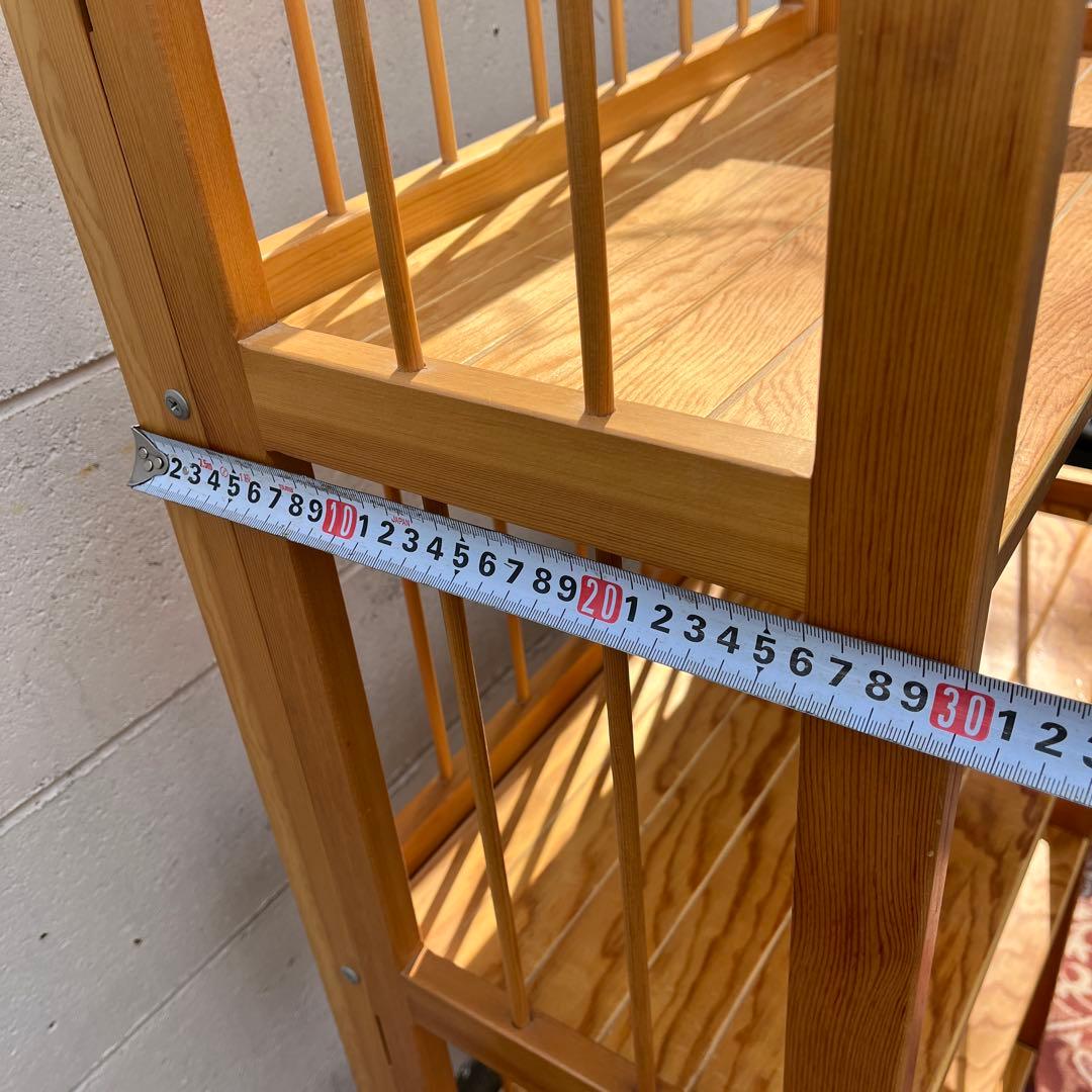 古家具ビンテージ品◾️木製無垢材 折り畳み式 4段 本棚 シェルフ 飾り棚