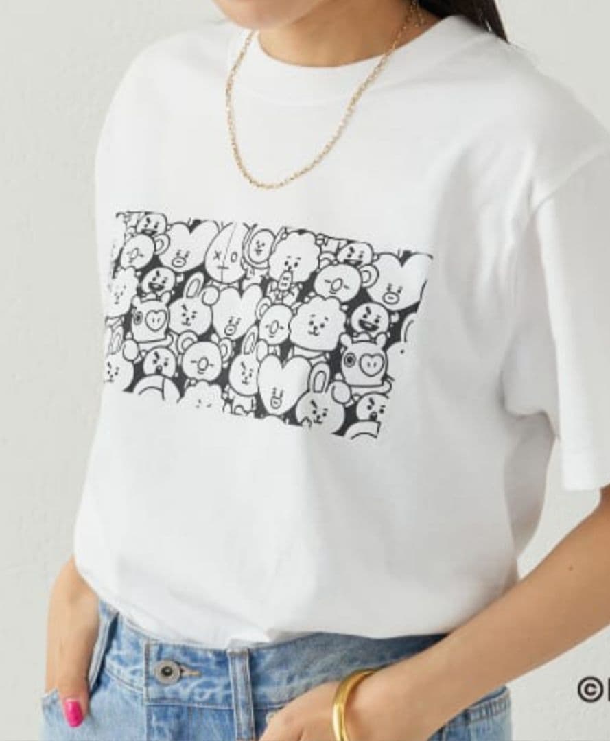 BTS　BT21×Loungedress　 Tシャツ　白　フリーサイズ