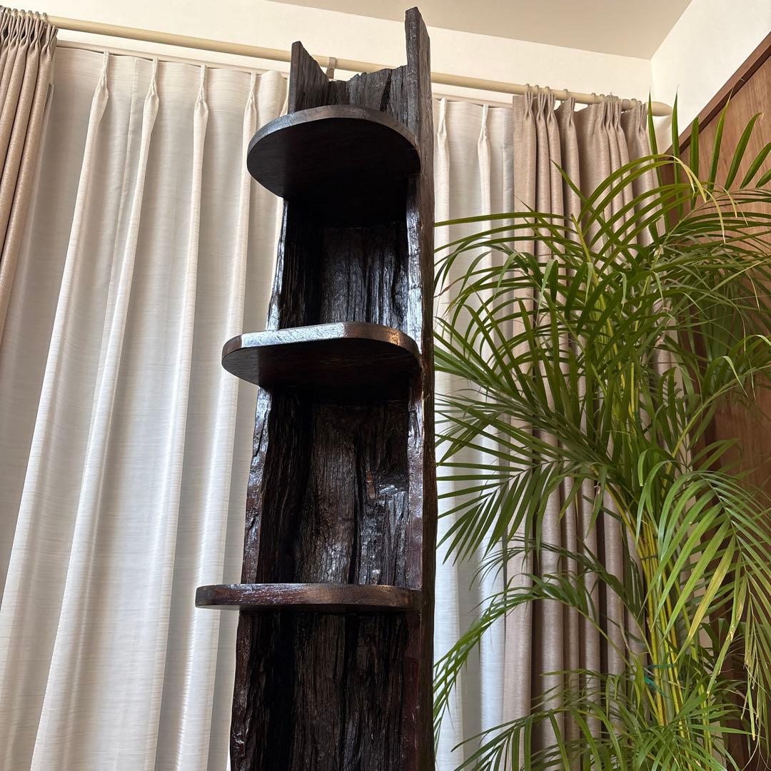 アジアン家具　KAJA 木製ラック 4段 ダークブラウン