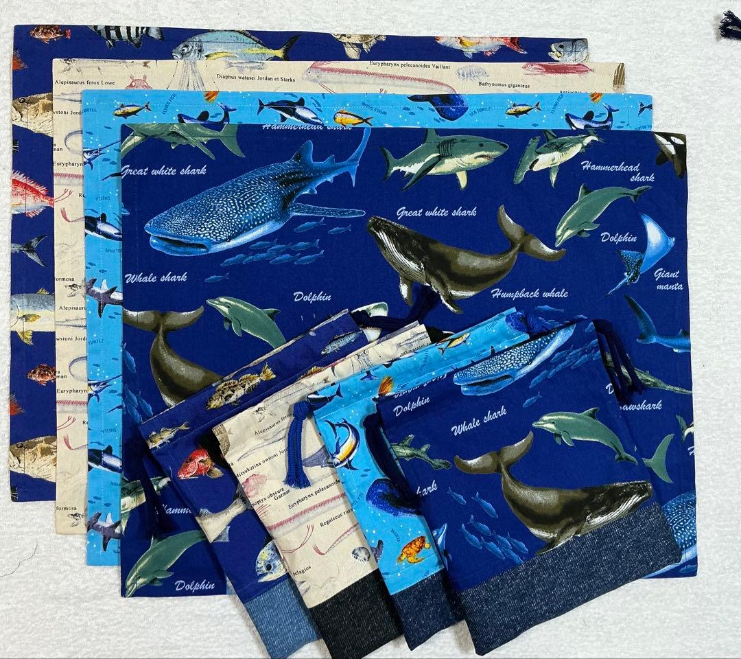 050海の仲間 給食セット×5枚　小学校 ランチョンマット ネーム 入学 給食