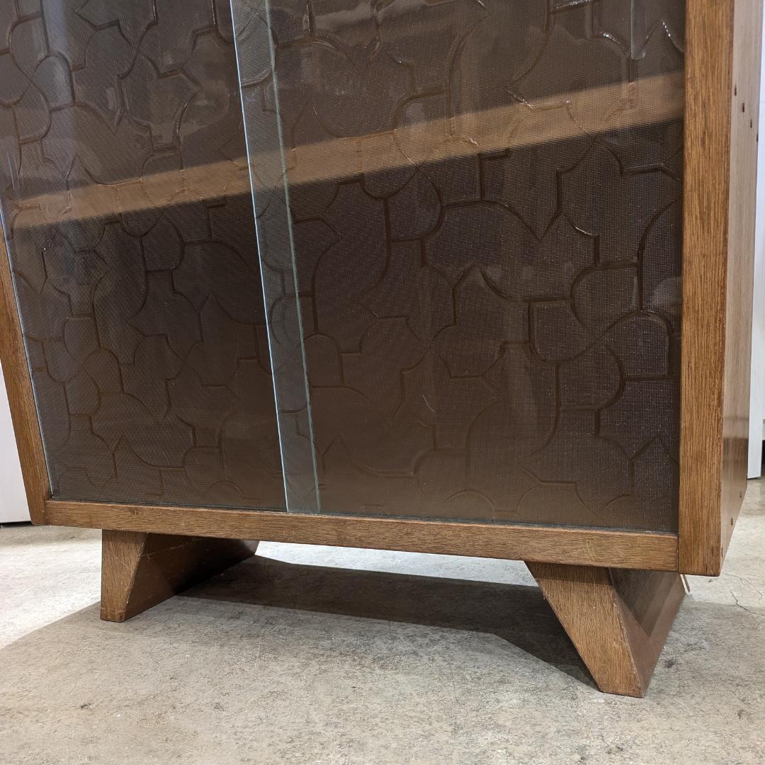 1【大特価】 ガラス キャビネット レトロ サイドボード 本棚 木製 無垢