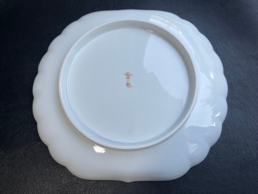 深川製磁　色絵花鳥紋　菊中割　おもてなしセット　合計5点　大皿　取皿　豆皿