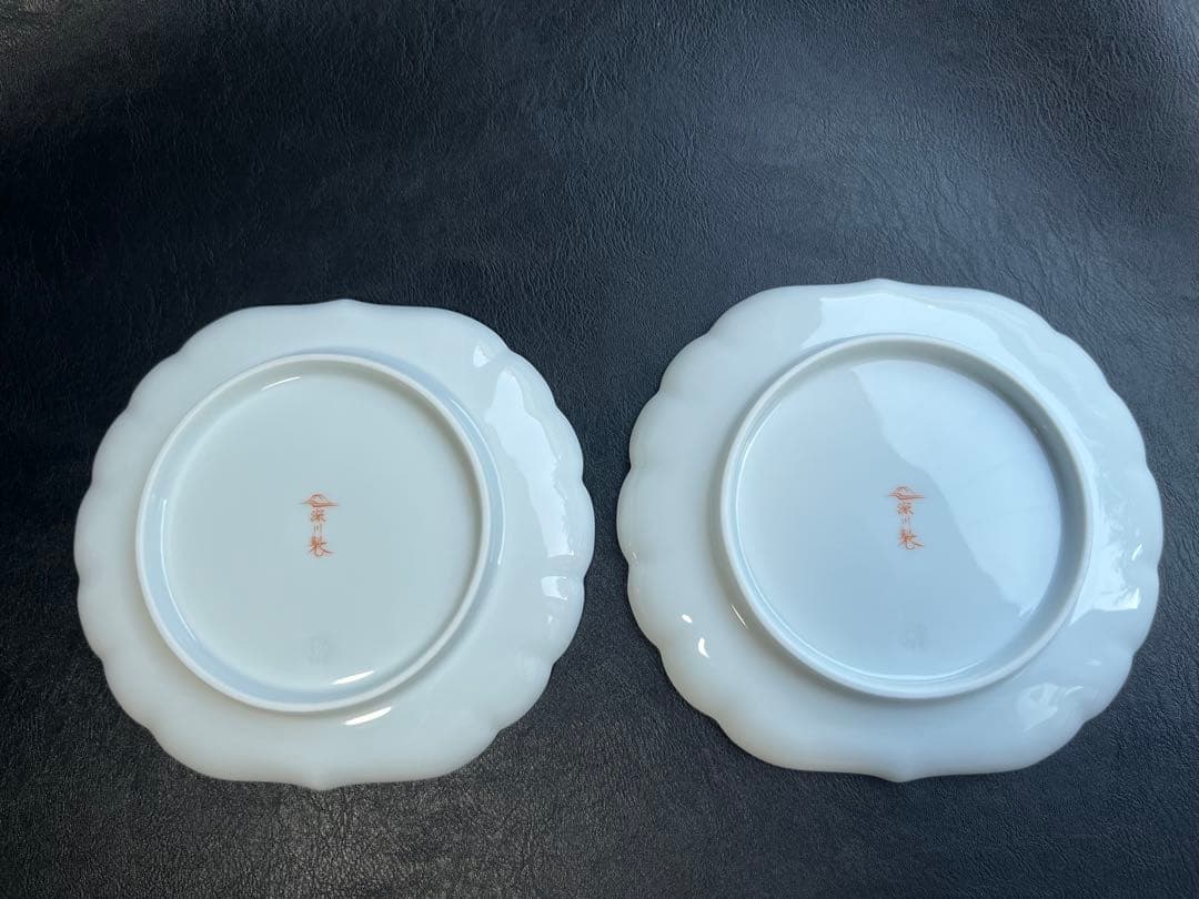 深川製磁　色絵花鳥紋　菊中割　おもてなしセット　合計5点　大皿　取皿　豆皿