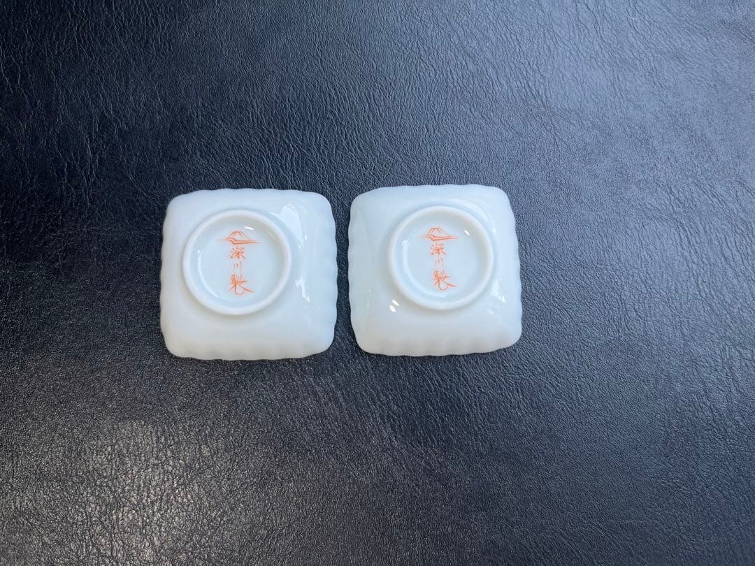 深川製磁　色絵花鳥紋　菊中割　おもてなしセット　合計5点　大皿　取皿　豆皿