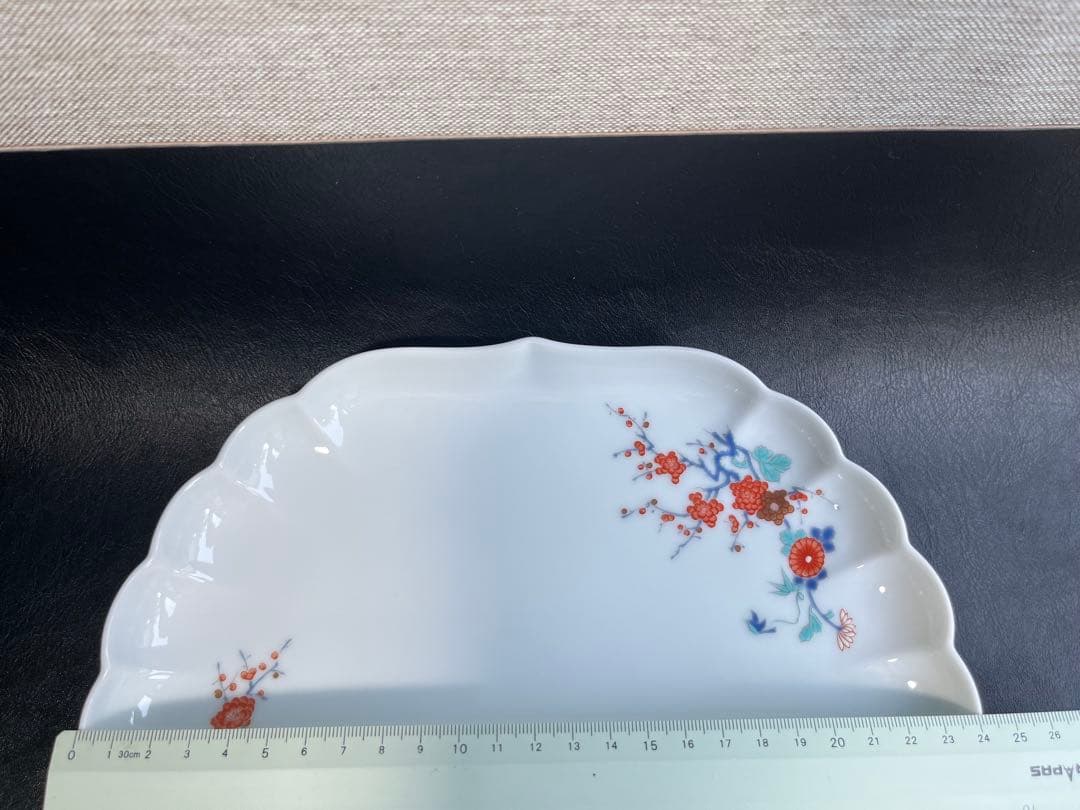 深川製磁　色絵花鳥紋　菊中割　おもてなしセット　合計5点　大皿　取皿　豆皿