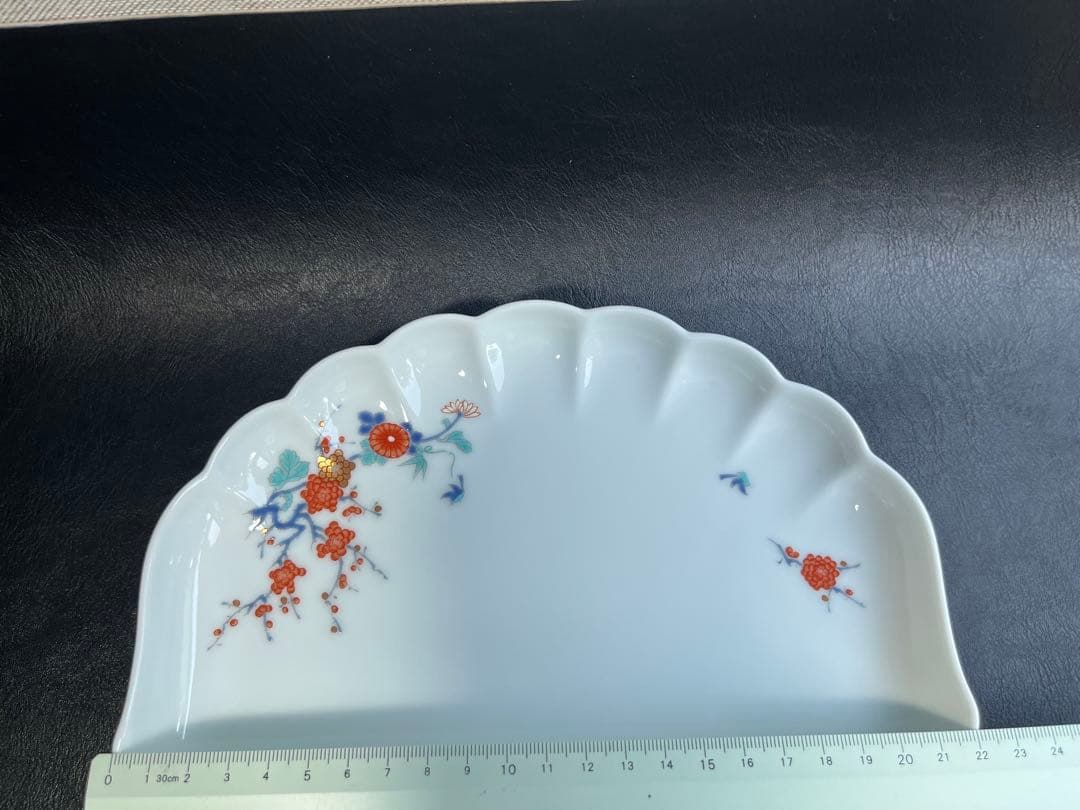 深川製磁　色絵花鳥紋　菊中割　おもてなしセット　合計5点　大皿　取皿　豆皿