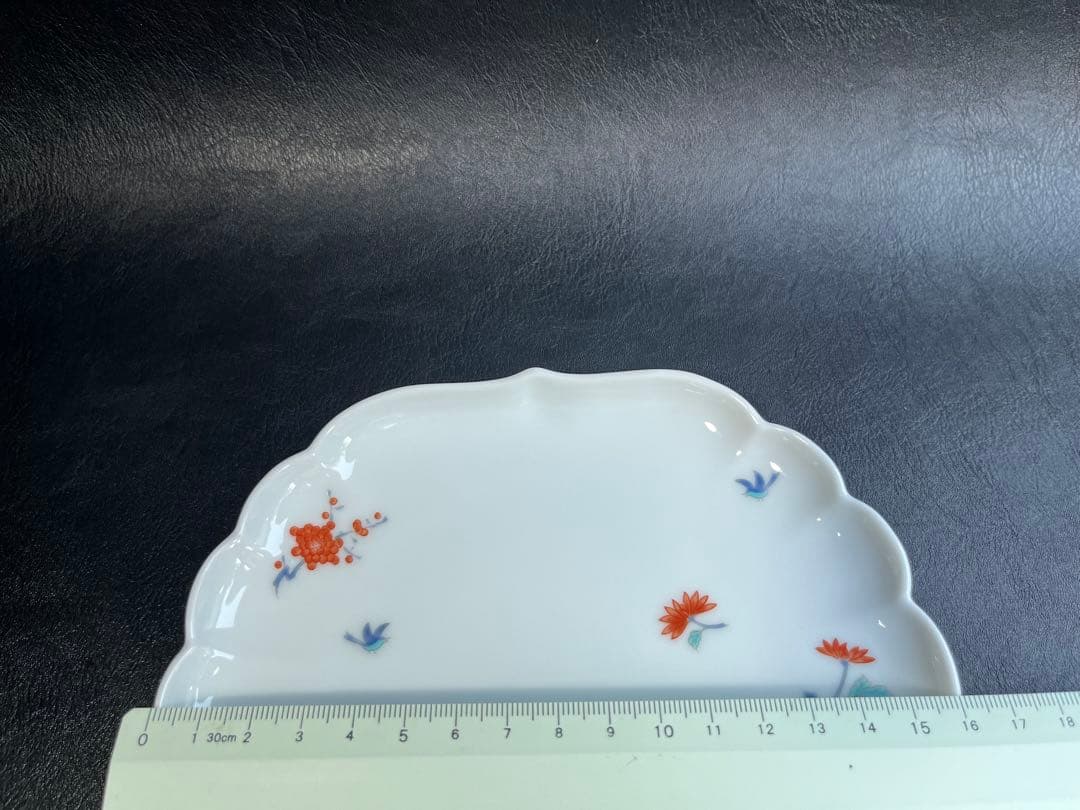 深川製磁　色絵花鳥紋　菊中割　おもてなしセット　合計5点　大皿　取皿　豆皿