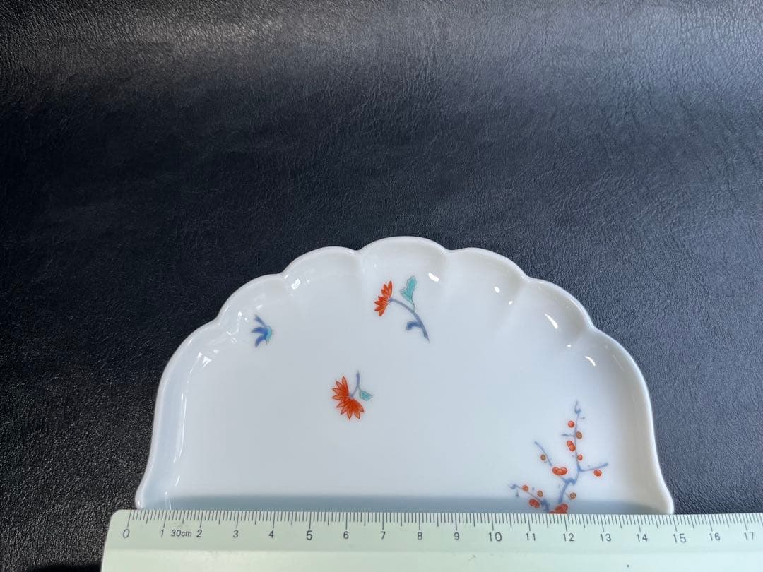 深川製磁　色絵花鳥紋　菊中割　おもてなしセット　合計5点　大皿　取皿　豆皿