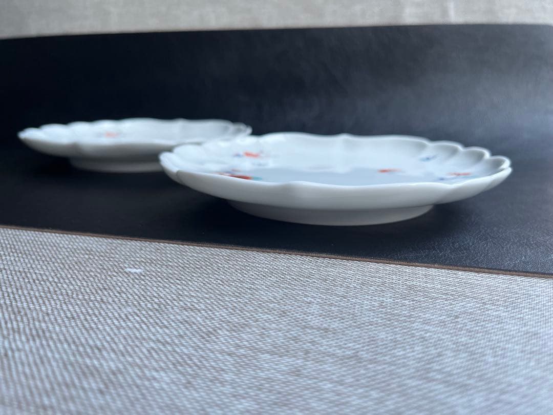 深川製磁　色絵花鳥紋　菊中割　おもてなしセット　合計5点　大皿　取皿　豆皿