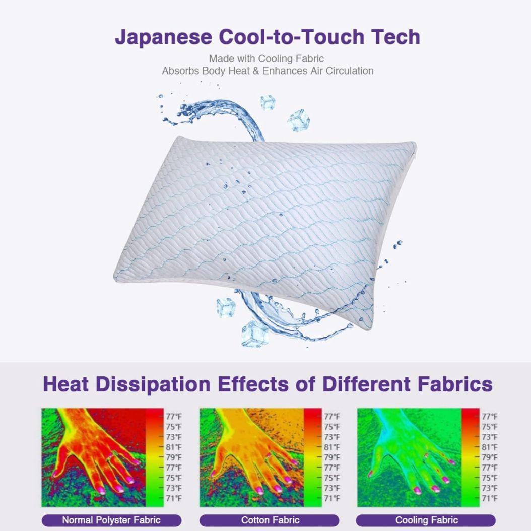 冷却 細断メモリーフォーム枕 低反発フォーム入り 高さ調節可能 クイーンサイズ