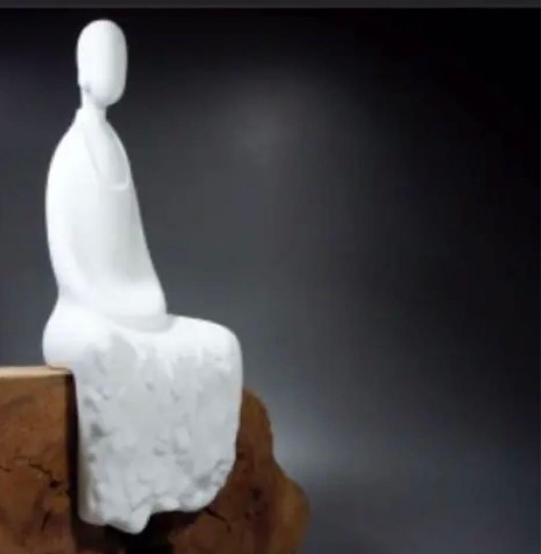 フランス画廊取扱 作家物 マット白磁禅スタイル　オブジェB