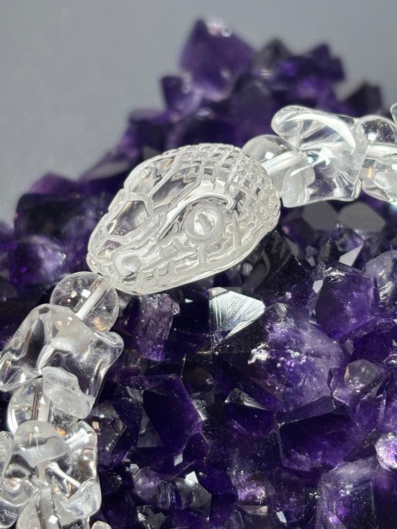 白蛇　水晶ブレスレット　約11.7mm 男女問わず　クリア水晶　天然石