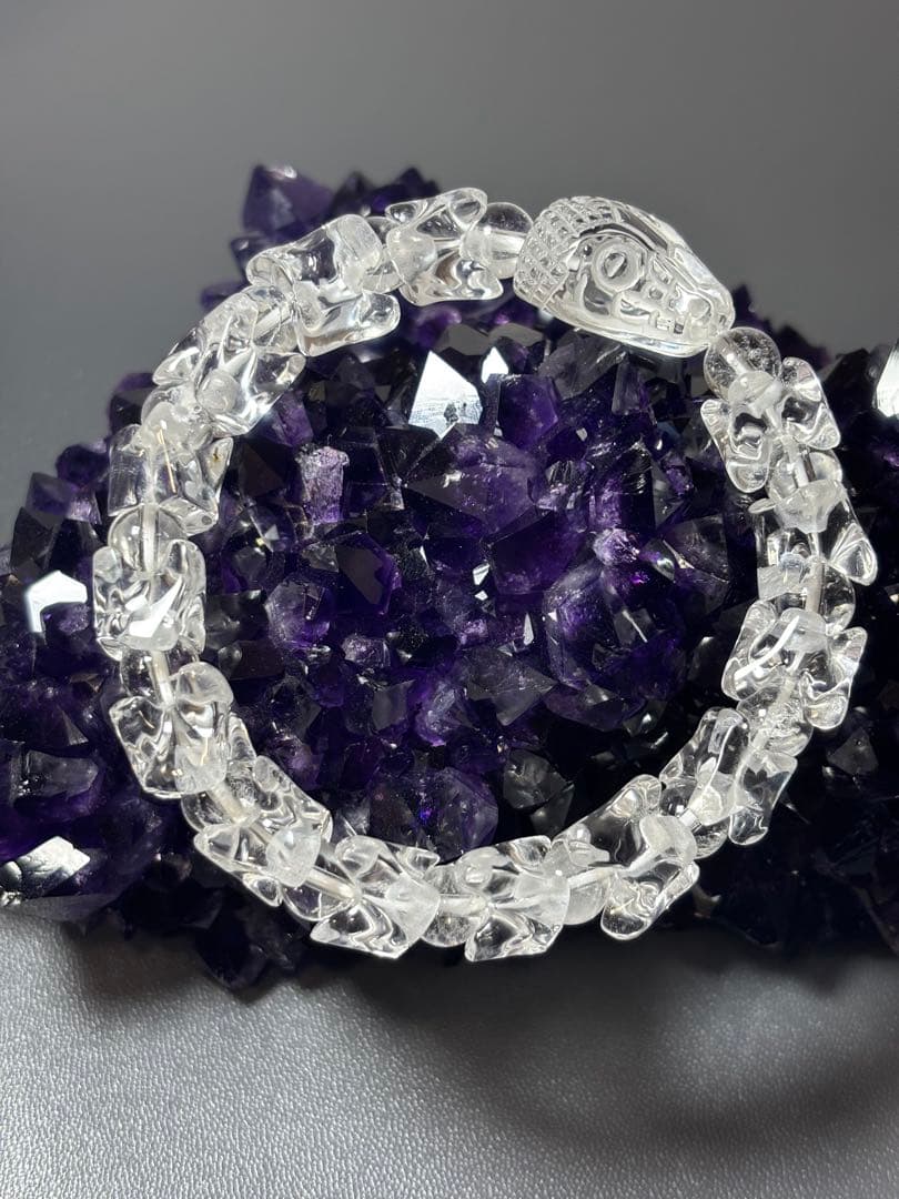 白蛇　水晶ブレスレット　約11.7mm 男女問わず　クリア水晶　天然石