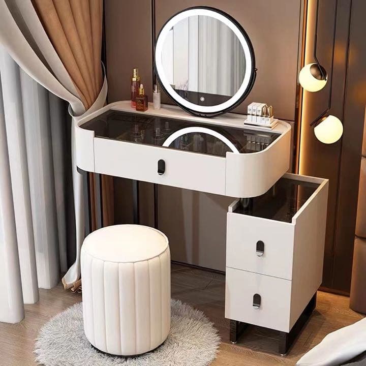 ドレッサー グレー　化粧台 おしゃれ テーブル 安い シンプル 椅子付き