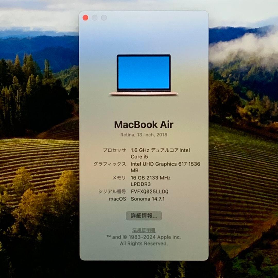【希少】MacBookAir2018 メモリ16GB ローズゴールドパソコンPC