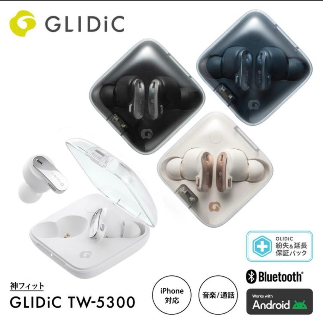 ワイヤレスイヤホン GLIDiC TW-5300 防滴 外音取り込み　白