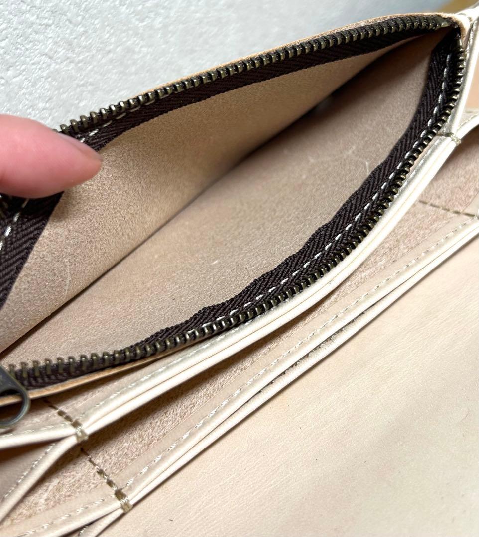 トラッカーウォレット　ヌメ革　ロング　3層　アメカジ　バイカー　コンパクト財布