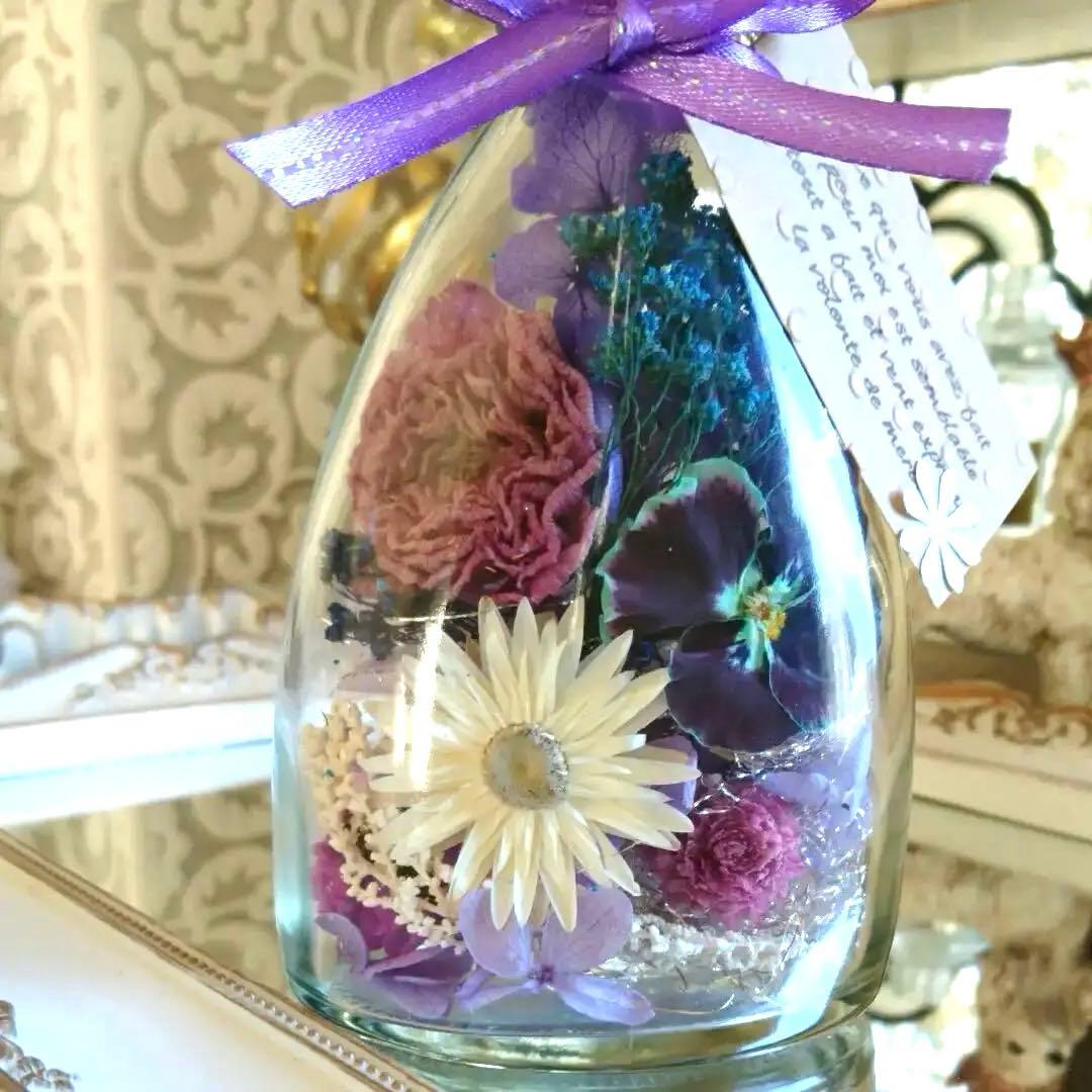 ◆ハーバリウム ＃168 お花いっぱい華やかbottle.:*:・
