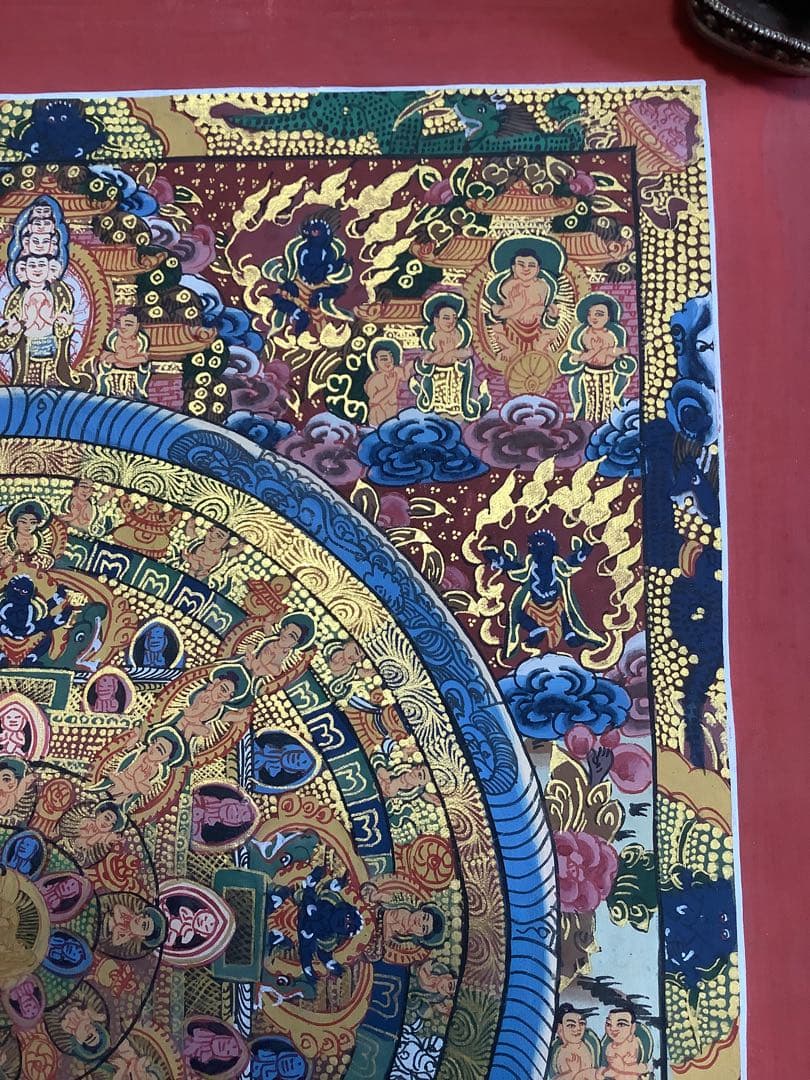 《 チベット密教　新品　1点物 》 手描き　タンカ　曼荼羅　マンダラ　48