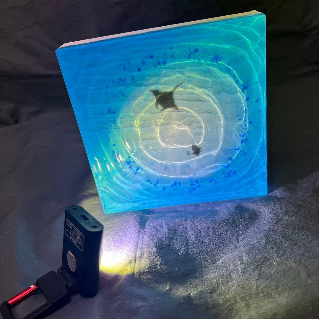 【波紋アート⑦】マンタの遊泳／砂紋／15cmスクエア／ナチュラルサンド／枠なし