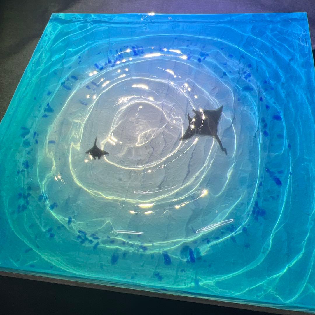 【波紋アート⑦】マンタの遊泳／砂紋／15cmスクエア／ナチュラルサンド／枠なし