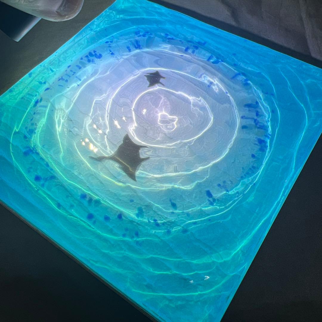 【波紋アート⑦】マンタの遊泳／砂紋／15cmスクエア／ナチュラルサンド／枠なし