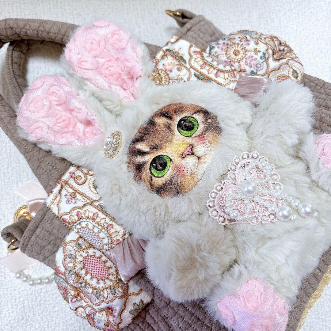 コヤンイサムチョン　サイドポケットトートバッグ　ブラウン　サンダーちゃん　うさぎ