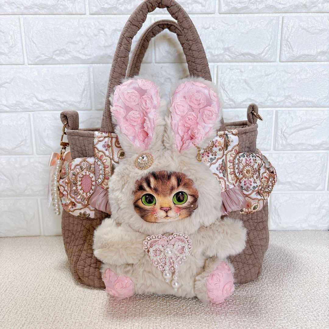 コヤンイサムチョン　サイドポケットトートバッグ　ブラウン　サンダーちゃん　うさぎ