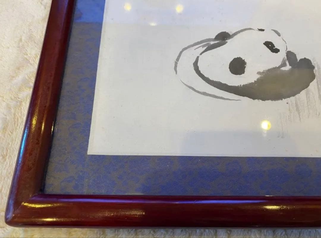 アンティーク　チャイニーズ　　　　　アートフレーム　水墨画熊猫・パンダ54x56